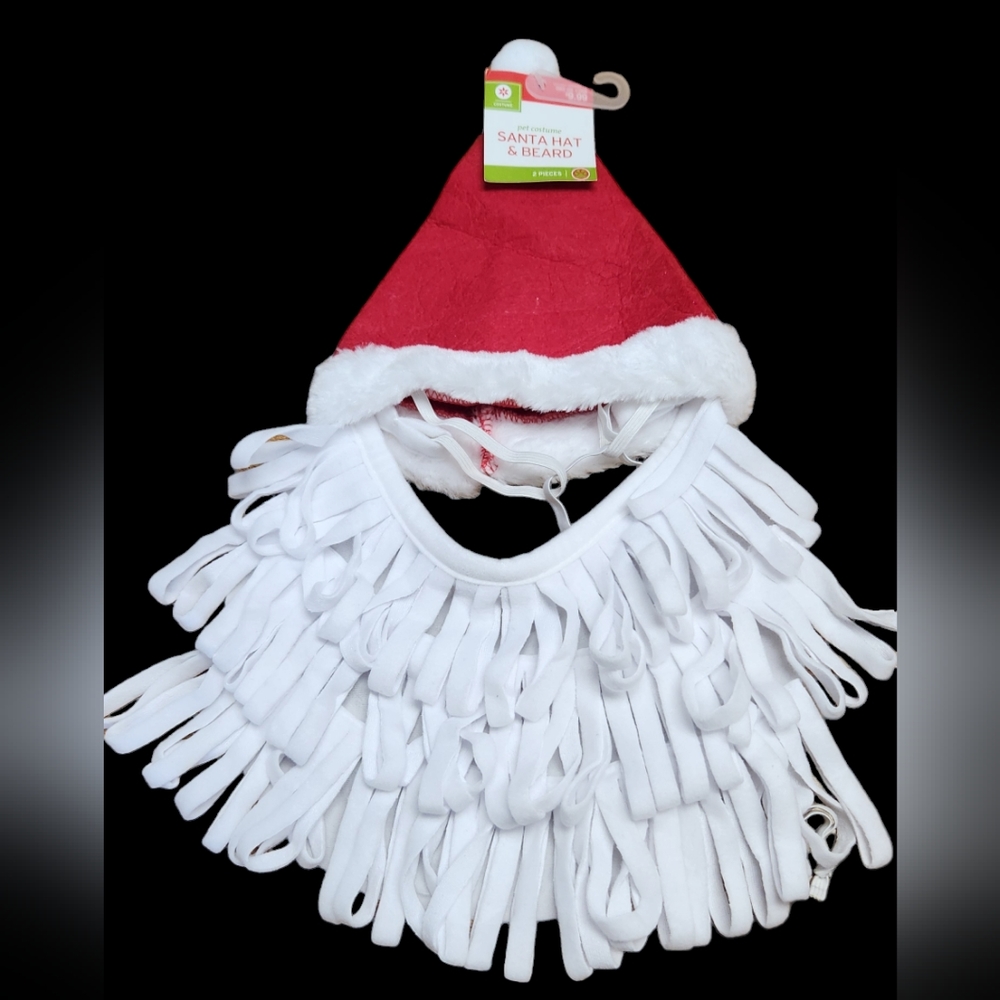 Santa Hat and Beard Pet Costume
